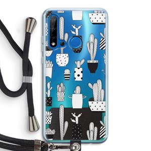 CaseCompany Cactusmotief: Huawei P20 Lite (2019) Transparant Hoesje met koord