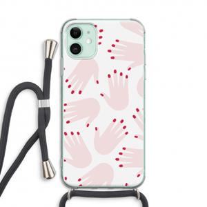 CaseCompany Hands pink: iPhone 11 Transparant Hoesje met koord