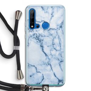 CaseCompany Blauw marmer: Huawei P20 Lite (2019) Transparant Hoesje met koord