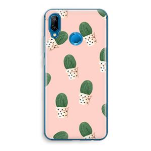 CaseCompany Cactusprint roze: Huawei P20 Lite Transparant Hoesje
