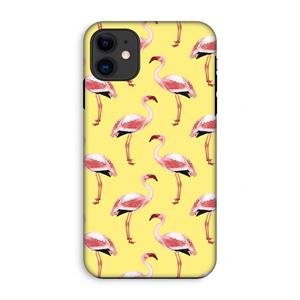 CaseCompany Flamingo's geel: iPhone 11 Tough Case
