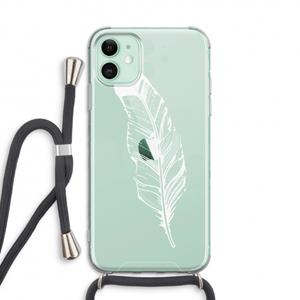 CaseCompany Pluim: iPhone 11 Transparant Hoesje met koord