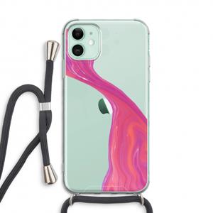 CaseCompany Paarse stroom: iPhone 11 Transparant Hoesje met koord