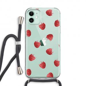 CaseCompany Framboosjes: iPhone 11 Transparant Hoesje met koord