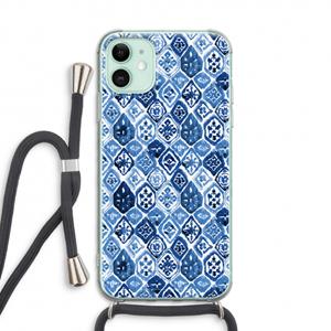 CaseCompany Blauw motief: iPhone 11 Transparant Hoesje met koord