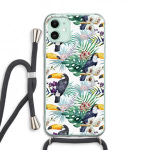 CaseCompany Tukans: iPhone 11 Transparant Hoesje met koord