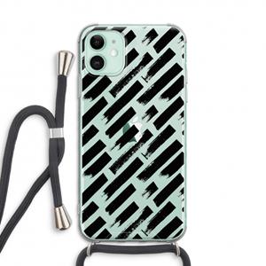 CaseCompany Zwarte vegen: iPhone 11 Transparant Hoesje met koord
