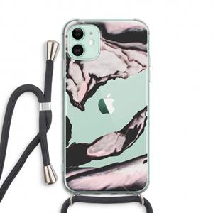 CaseCompany Roze stroom: iPhone 11 Transparant Hoesje met koord