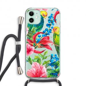 CaseCompany Papegaaien: iPhone 11 Transparant Hoesje met koord