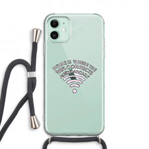 CaseCompany Home Is Where The Wifi Is: iPhone 11 Transparant Hoesje met koord