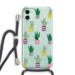 CaseCompany Sanseveria: iPhone 11 Transparant Hoesje met koord