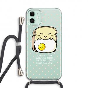 CaseCompany Sleep All Day: iPhone 11 Transparant Hoesje met koord