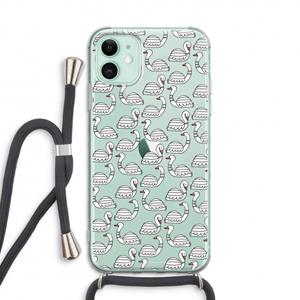 CaseCompany Zwanen: iPhone 11 Transparant Hoesje met koord