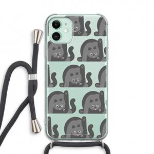 CaseCompany Cats: iPhone 11 Transparant Hoesje met koord