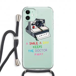 CaseCompany Smile: iPhone 11 Transparant Hoesje met koord