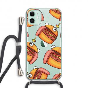 CaseCompany Hamburger: iPhone 11 Transparant Hoesje met koord
