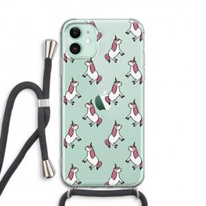CaseCompany Eenhoorns overal: iPhone 11 Transparant Hoesje met koord