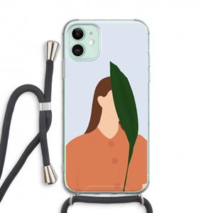 CaseCompany Leaf: iPhone 11 Transparant Hoesje met koord