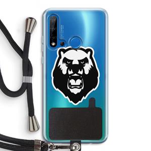 CaseCompany Angry Bear (white): Huawei P20 Lite (2019) Transparant Hoesje met koord