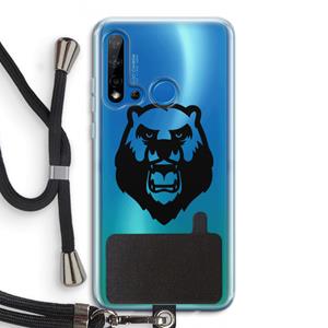 CaseCompany Angry Bear (black): Huawei P20 Lite (2019) Transparant Hoesje met koord