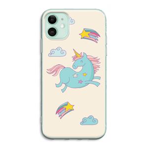 CaseCompany Vliegende eenhoorn: iPhone 11 Transparant Hoesje