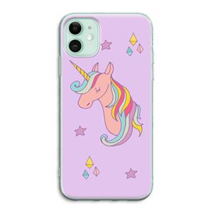 CaseCompany Roze eenhoorn: iPhone 11 Transparant Hoesje