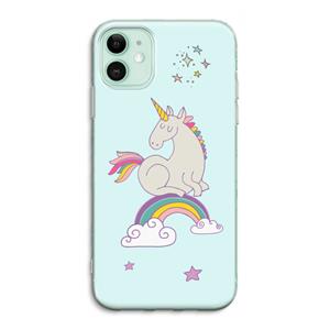 CaseCompany Regenboog eenhoorn: iPhone 11 Transparant Hoesje