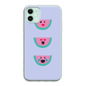 CaseCompany Smiley watermeloen: iPhone 11 Transparant Hoesje