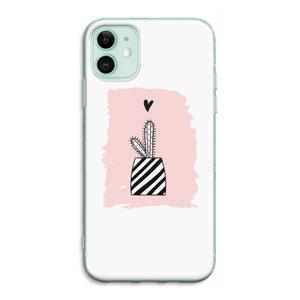 CaseCompany Zwart-wit cactus: iPhone 11 Transparant Hoesje