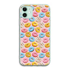 CaseCompany Pink donuts: iPhone 11 Transparant Hoesje
