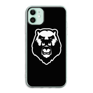 CaseCompany Angry Bear (black): iPhone 11 Transparant Hoesje