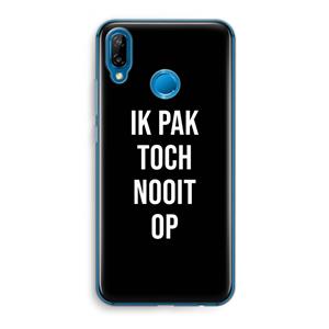 CaseCompany Ik pak nooit op - Zwart: Huawei P20 Lite Transparant Hoesje