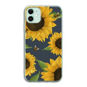 CaseCompany Sunflower and bees: iPhone 11 Transparant Hoesje