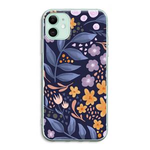 CaseCompany Flowers with blue leaves: iPhone 11 Transparant Hoesje