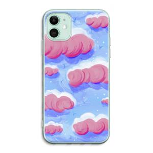 CaseCompany Roze wolken met vogels: iPhone 11 Transparant Hoesje