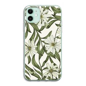 CaseCompany Wit bloemenpatroon: iPhone 11 Transparant Hoesje
