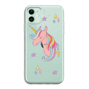 CaseCompany Roze eenhoorn: iPhone 11 Transparant Hoesje