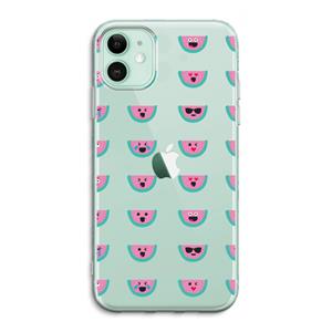 CaseCompany Smiley watermeloenprint: iPhone 11 Transparant Hoesje
