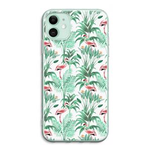 CaseCompany Flamingo bladeren: iPhone 11 Transparant Hoesje