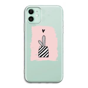 CaseCompany Zwart-wit cactus: iPhone 11 Transparant Hoesje