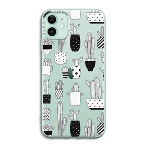 CaseCompany Cactusmotief: iPhone 11 Transparant Hoesje