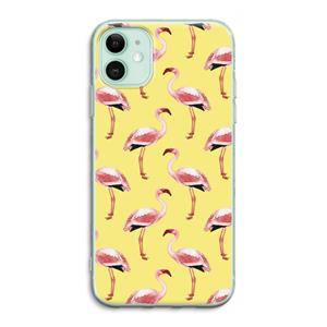 CaseCompany Flamingo's geel: iPhone 11 Transparant Hoesje