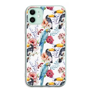 CaseCompany Bloemen tukan: iPhone 11 Transparant Hoesje
