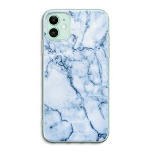 CaseCompany Blauw marmer: iPhone 11 Transparant Hoesje