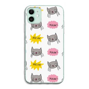 CaseCompany Meow: iPhone 11 Transparant Hoesje