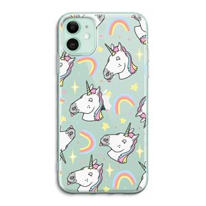 CaseCompany Rainbow Unicorn: iPhone 11 Transparant Hoesje