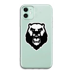 CaseCompany Angry Bear (white): iPhone 11 Transparant Hoesje