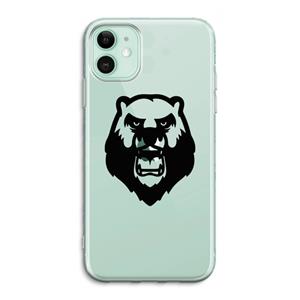 CaseCompany Angry Bear (black): iPhone 11 Transparant Hoesje