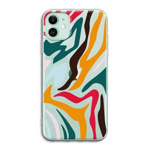 CaseCompany Colored Zebra: iPhone 11 Transparant Hoesje