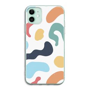 CaseCompany Memphis Shapes Blue: iPhone 11 Transparant Hoesje